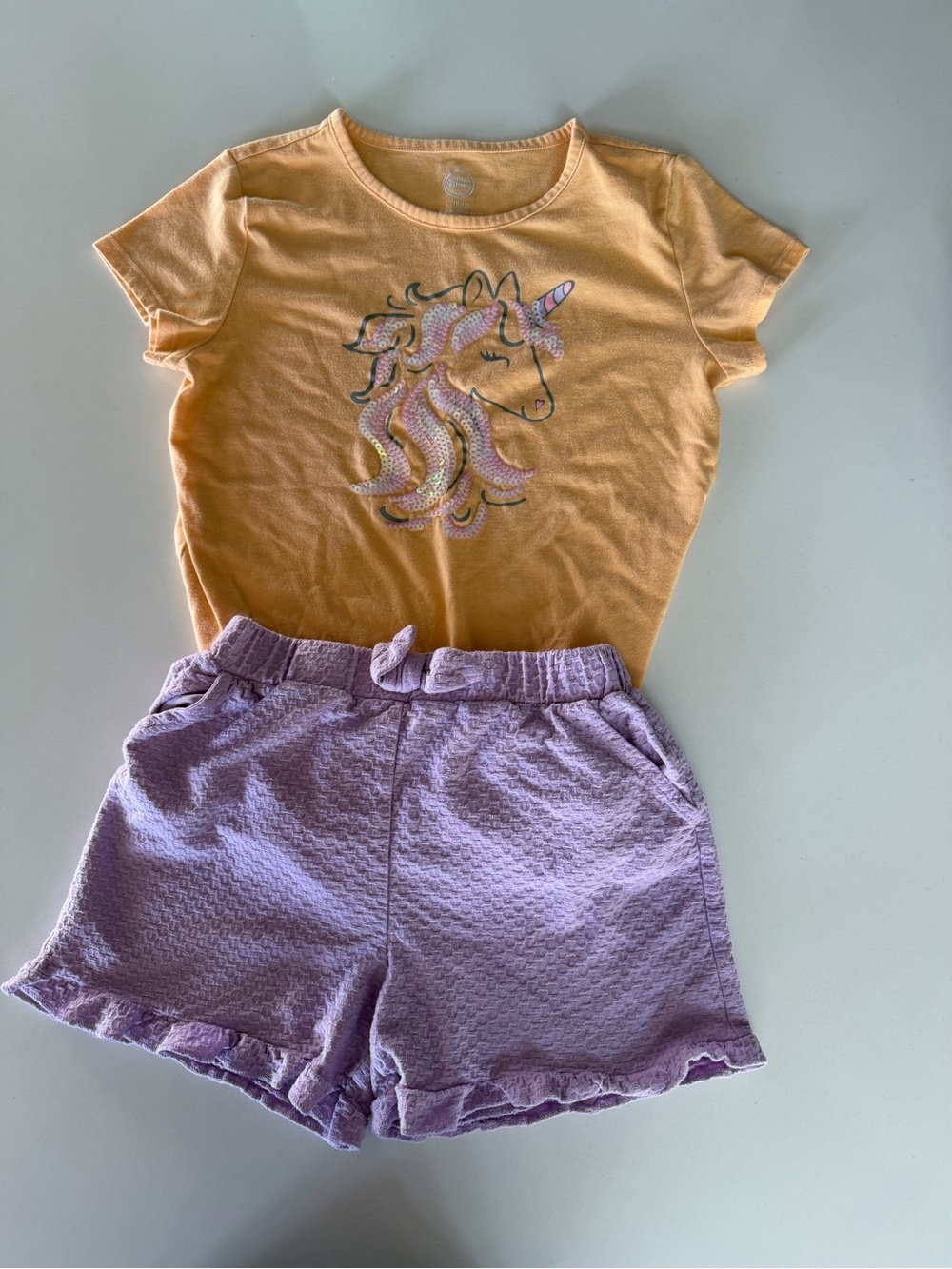Girls Shorts Set- Wonder Nation Unicorn Tee with Garanimals Lavender Shorts